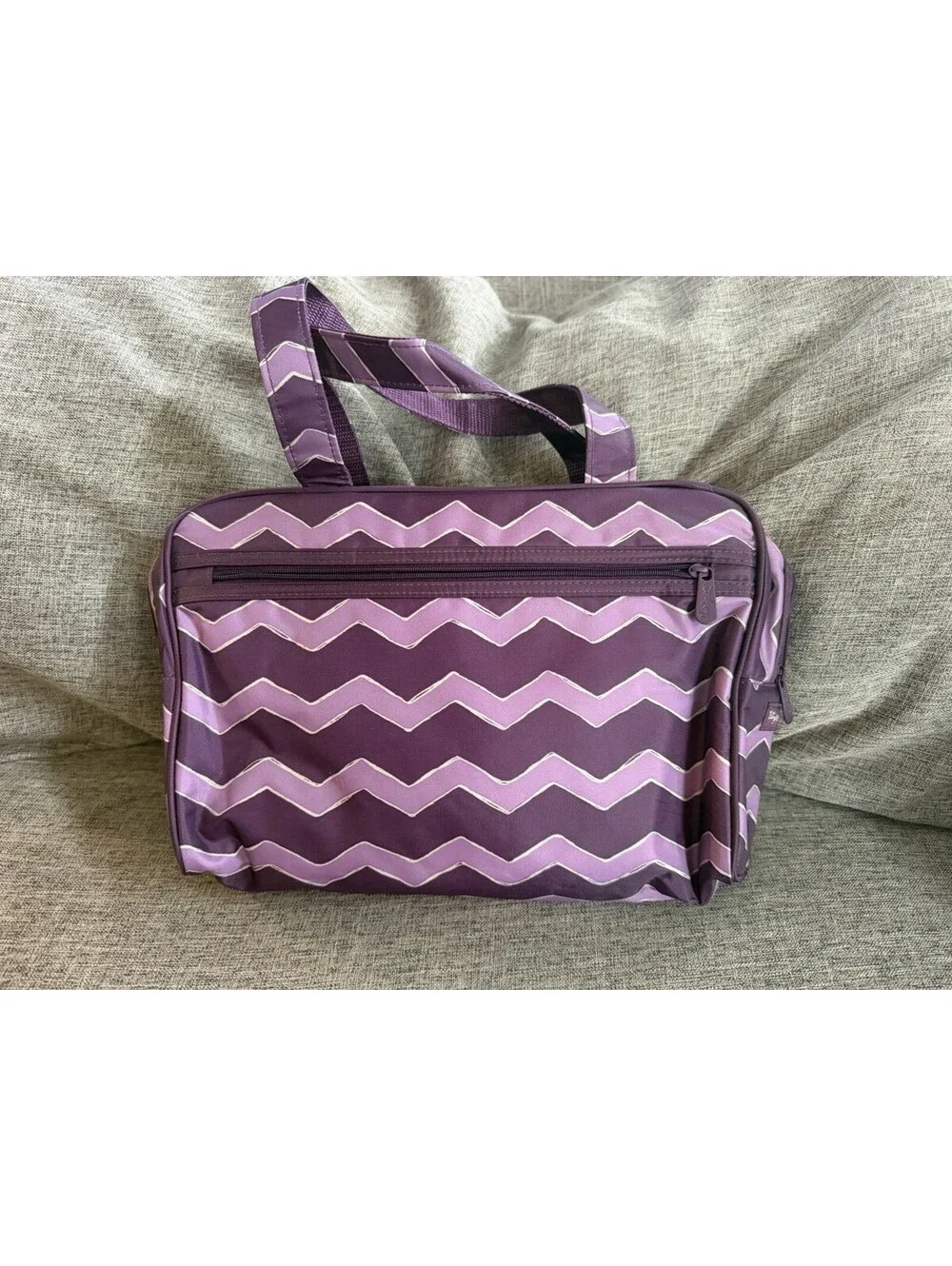Thirty One Large Cosmetic Bag In Plum Crazy By Plastic Lined Zip Close